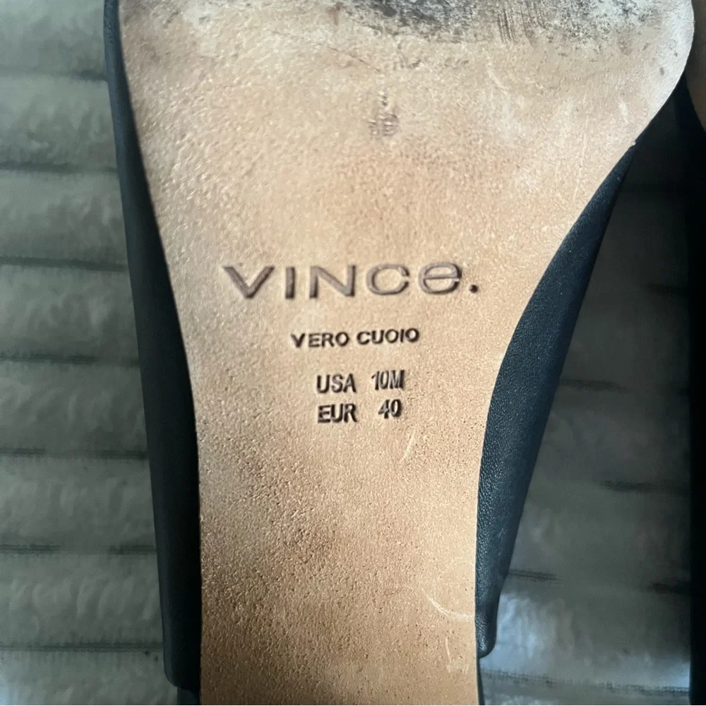 Vince Black Leather Bootie Heels